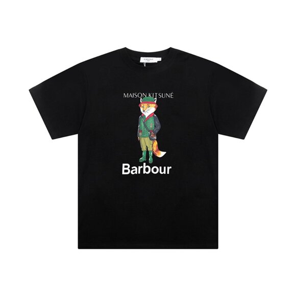 Maison Kitsune Cartoon Fox Print Short-Sleeved Black - Picture 1 of 6